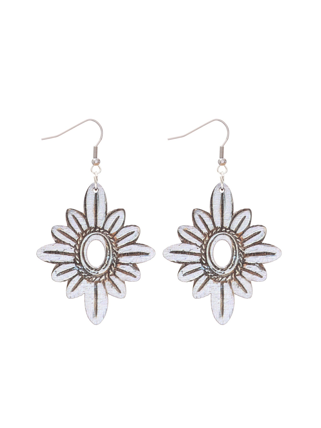 Wholesale Vintage Western Wood Print Leopard Leaf Pattern Earrings